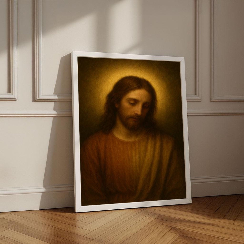 Jesus with Golden Halo Canvas Print | Spiritual Home Decor