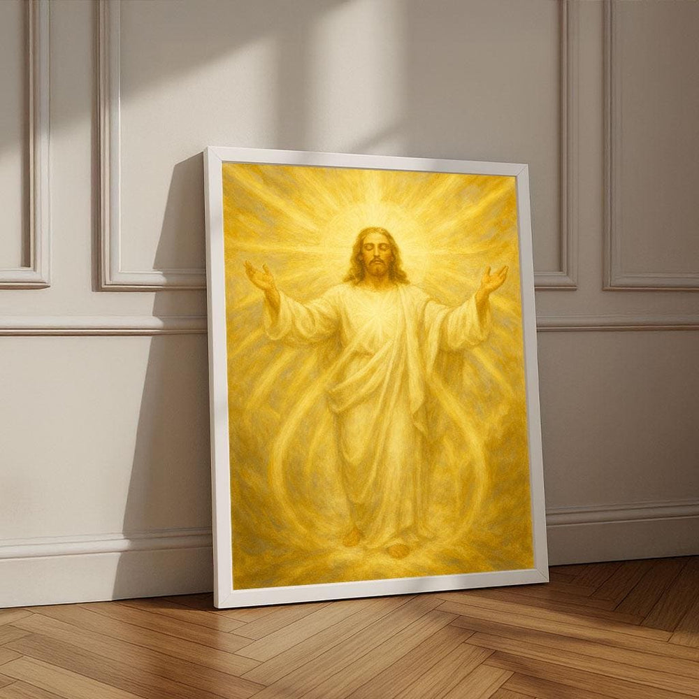 Radiant Jesus Canvas Wall Art Print | Spiritual Living Room Decor | Statement Piece