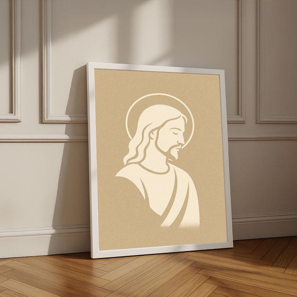 Radiant Jesus Silhouette Canvas Wall Art Print | Minimalist Living Room Decor | Statement Piece