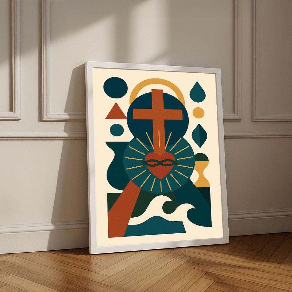 Radiant Jesus Abstract Canvas Wall Art Print | Warm Living Room Decor | Statement Piece