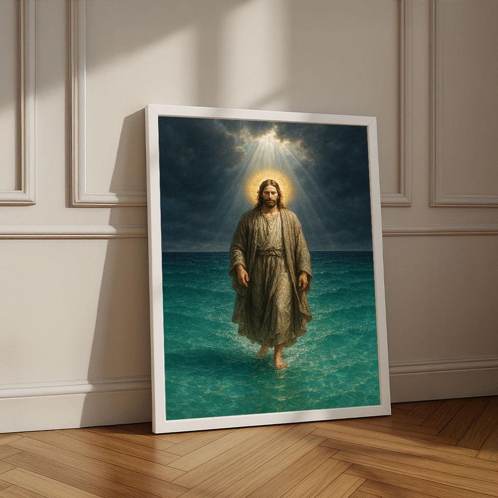 Jesus Walking on Water Canvas Print | Spiritual Home Decor
