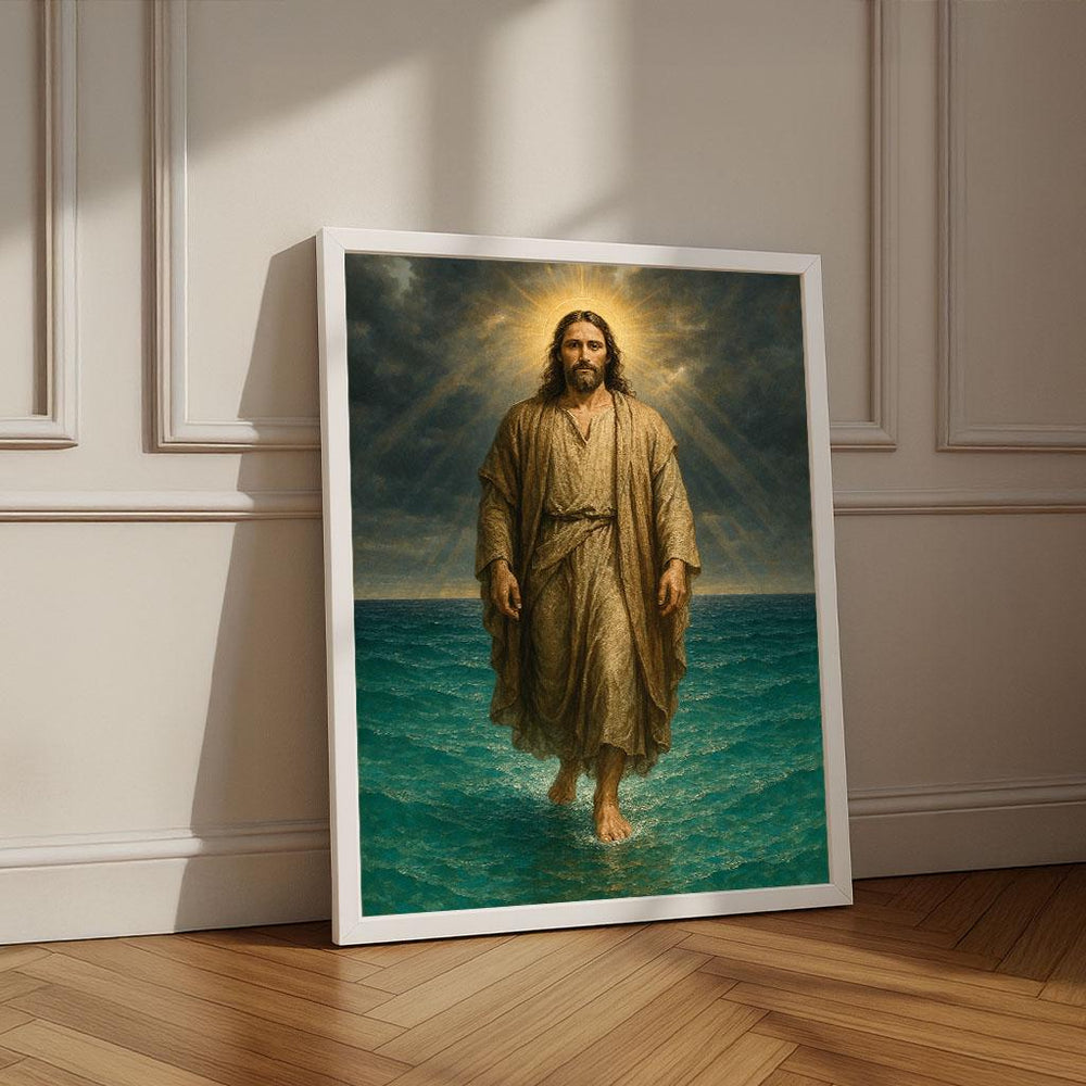 Jesus Walking on Water Canvas Print | Spiritual Wall Art