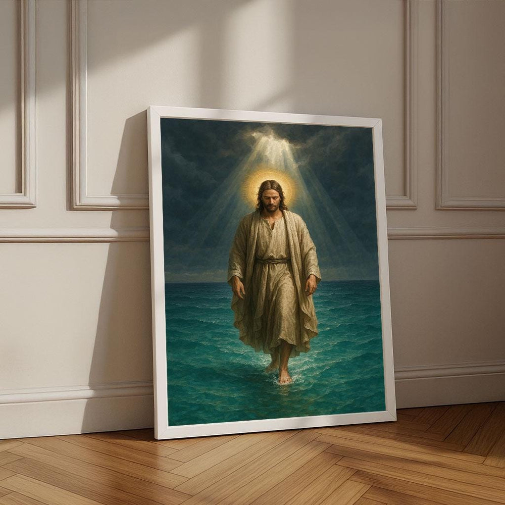 Jesus Walking on Water Canvas Print | Spiritual Home Decor