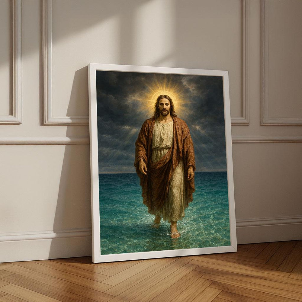 Jesus Walking on Water Canvas Print | Spiritual Wall Art