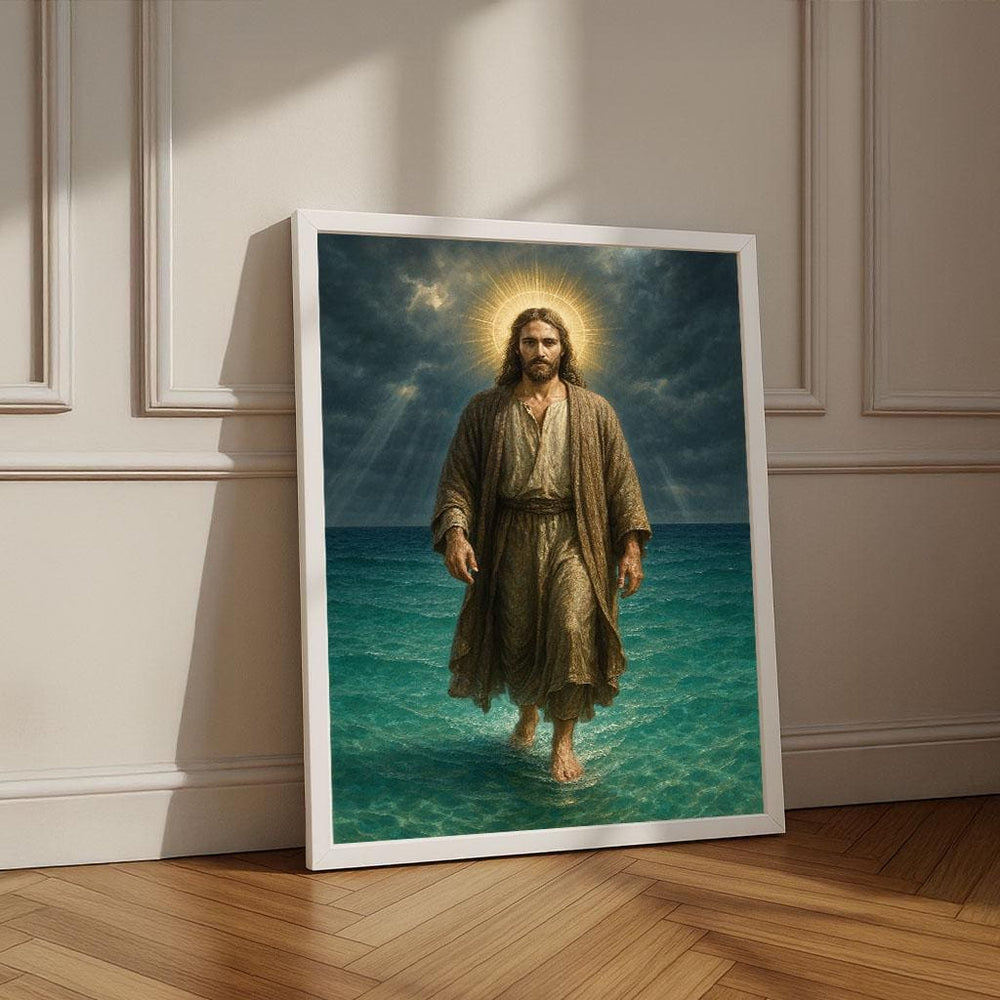 Jesus Walking on Water Canvas Print | Spiritual Wall Art
