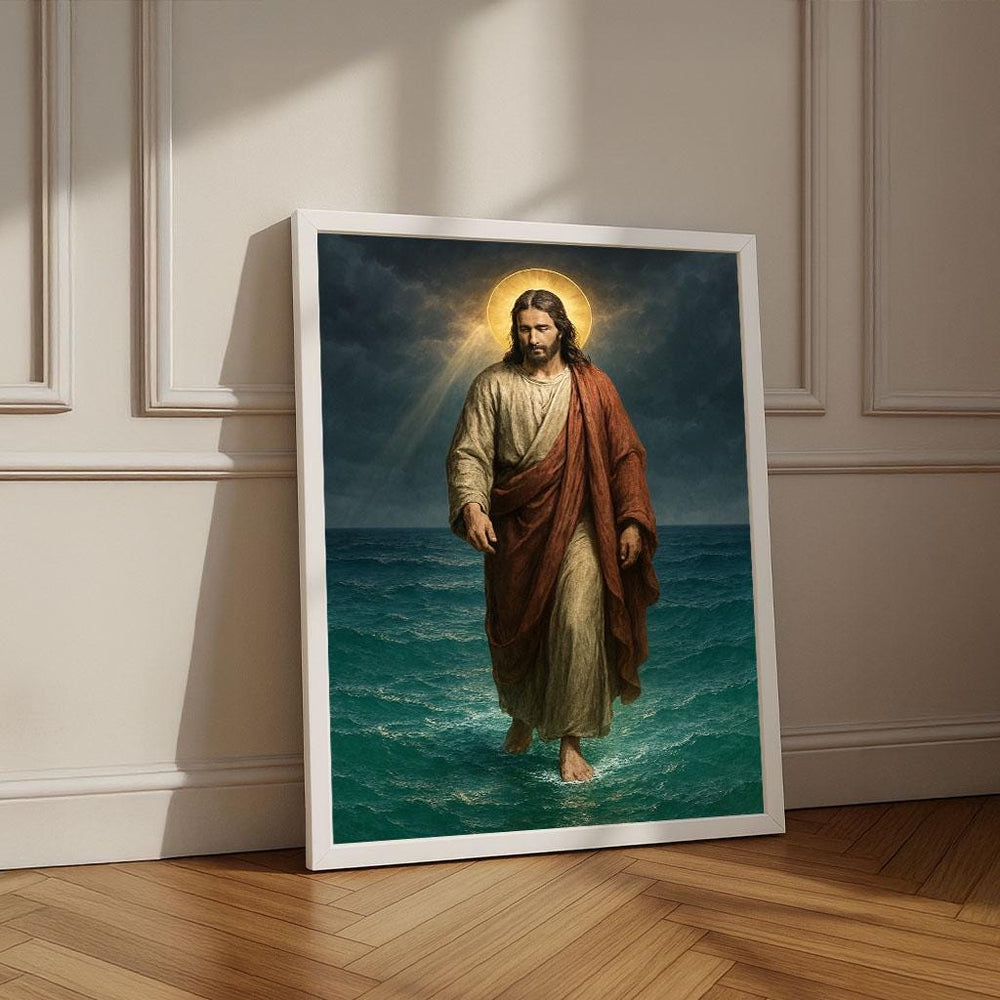 Jesus Walking on Water Canvas Print | Inspirational Wall Art