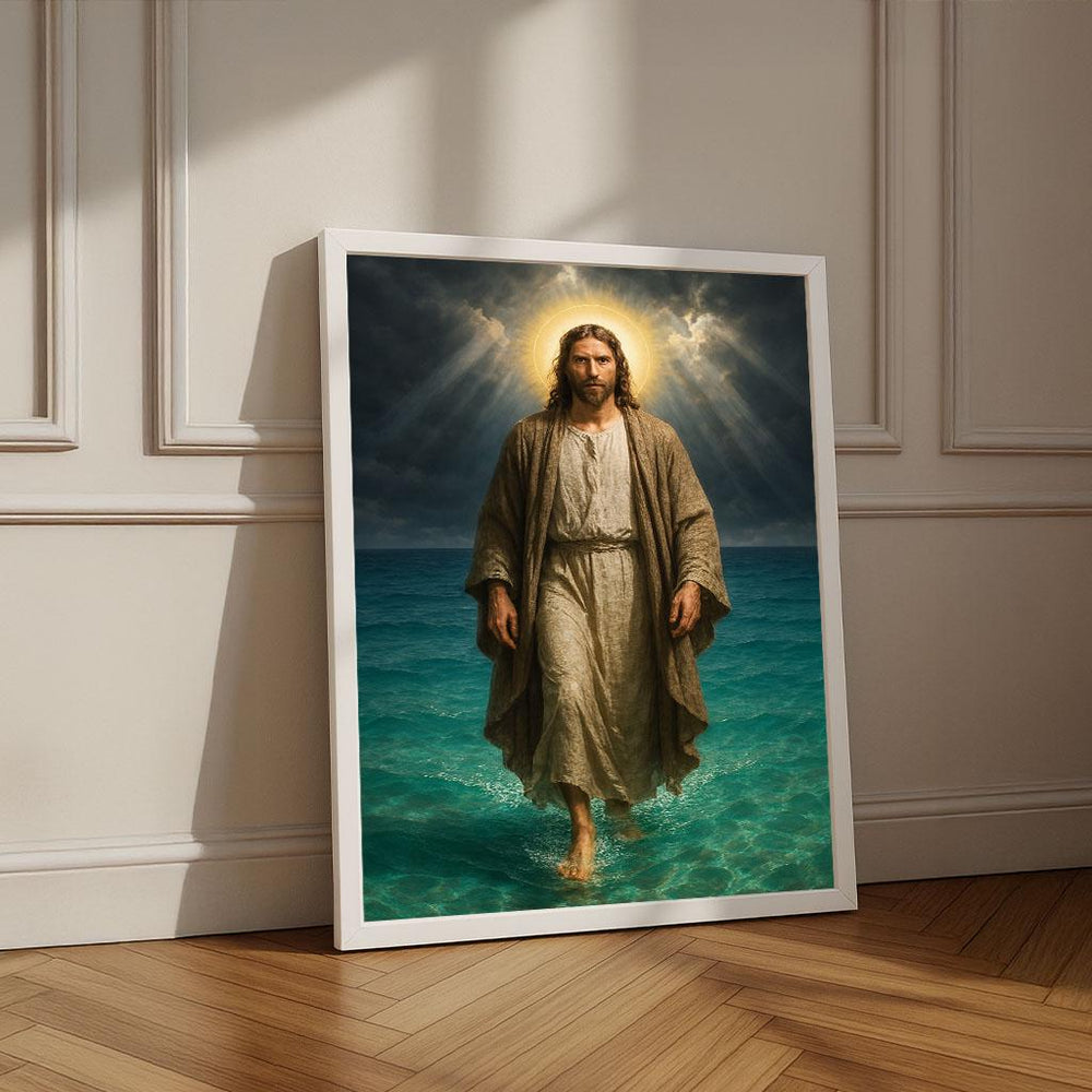 Jesus Walking on Water Canvas Print | Spiritual Wall Art