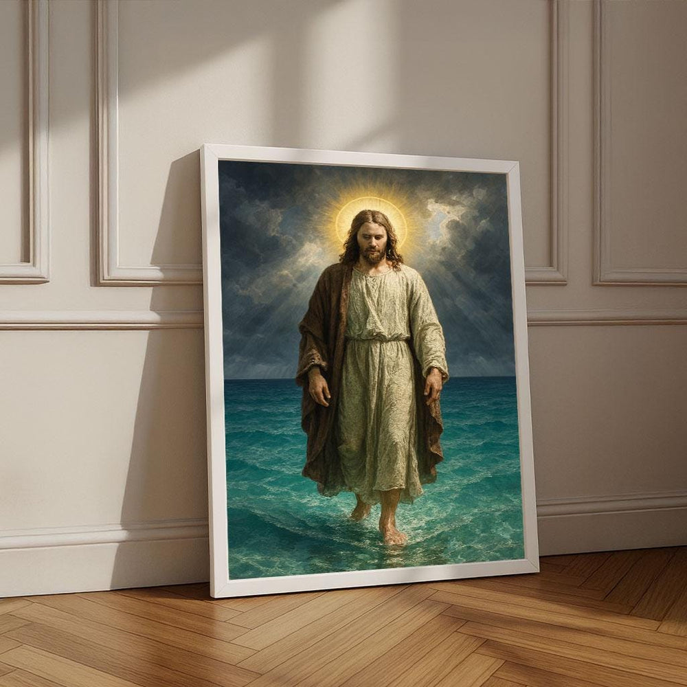 Jesus Walking on Water Canvas Print | Spiritual Wall Art