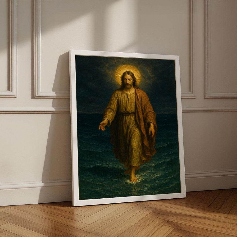 Jesus Walking on Water Canvas Print | Spiritual Wall Art