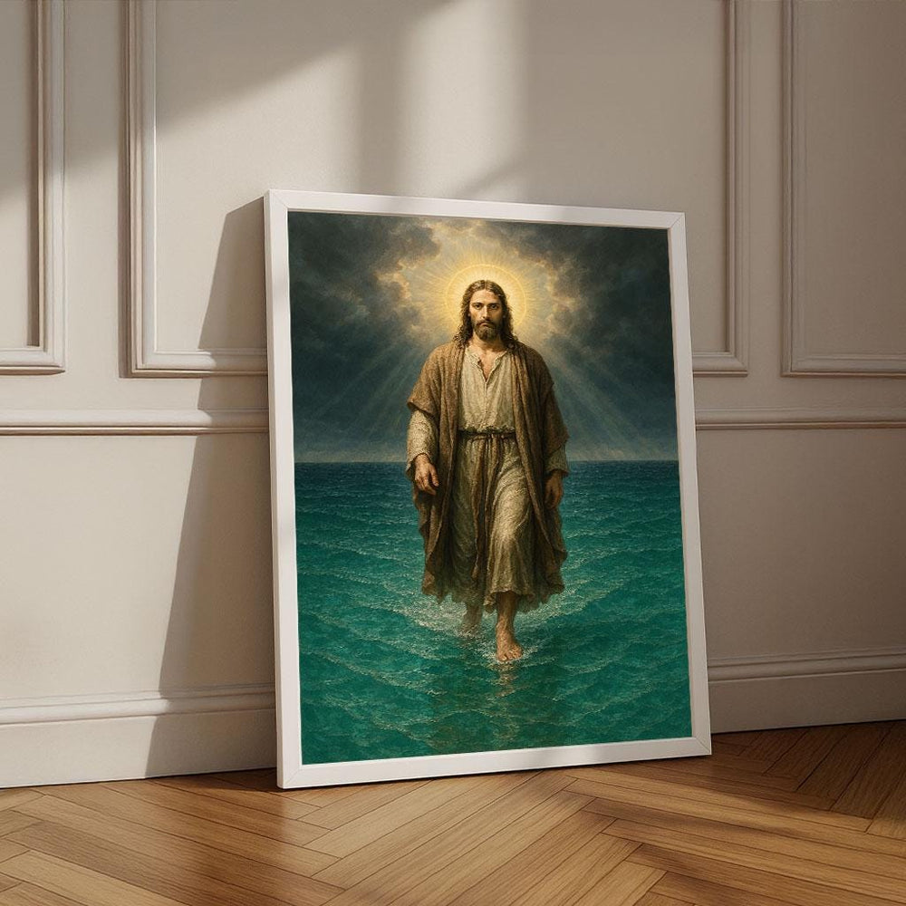 Jesus Walking on Water Canvas Print | Spiritual Home Decor
