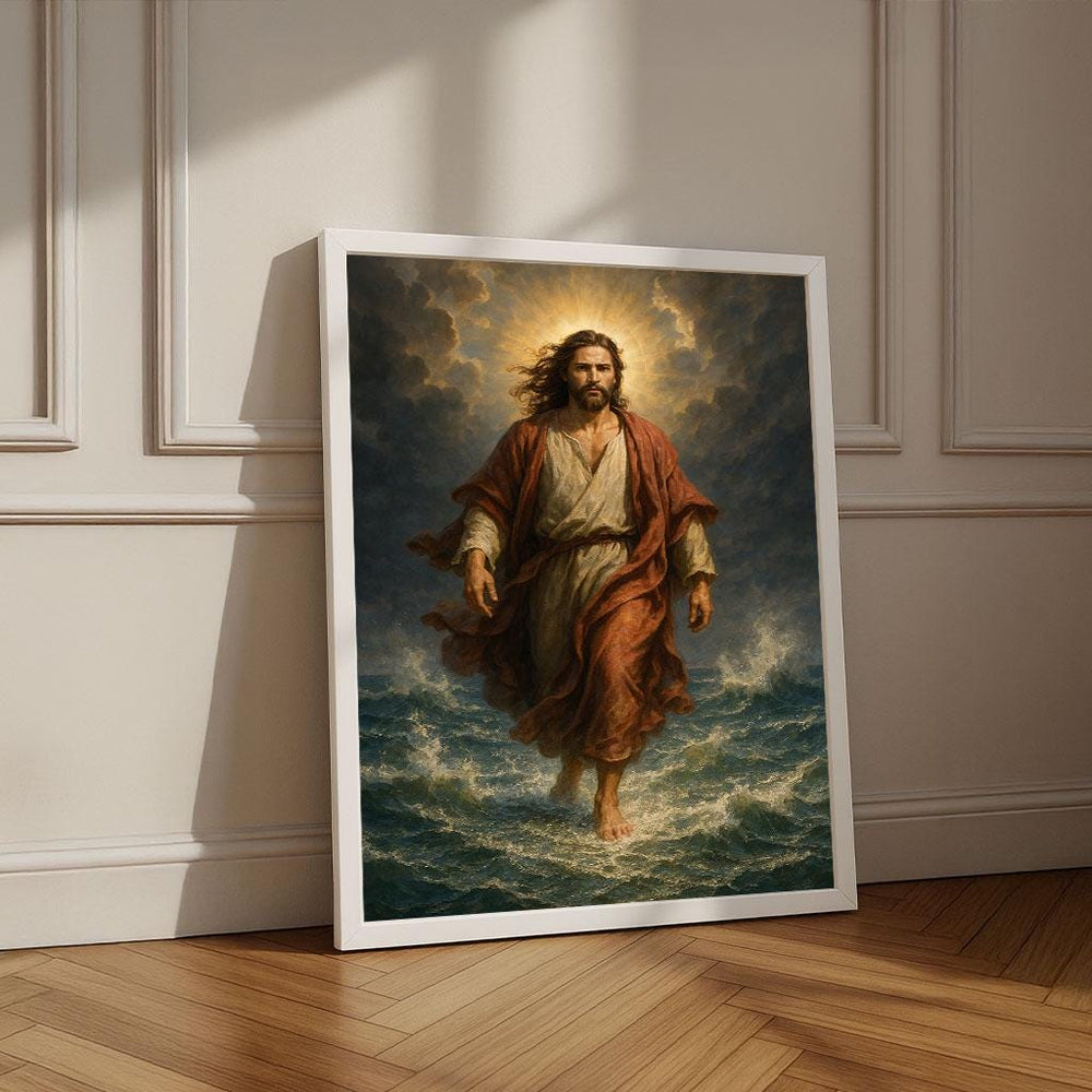 Jesus Walking on Water Canvas Print | Spiritual Wall Art