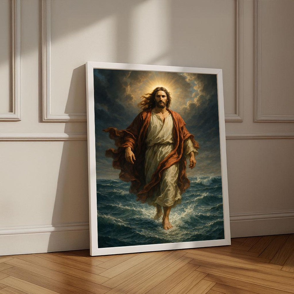 Jesus Walking on Water Canvas Print | Spiritual Home Decor