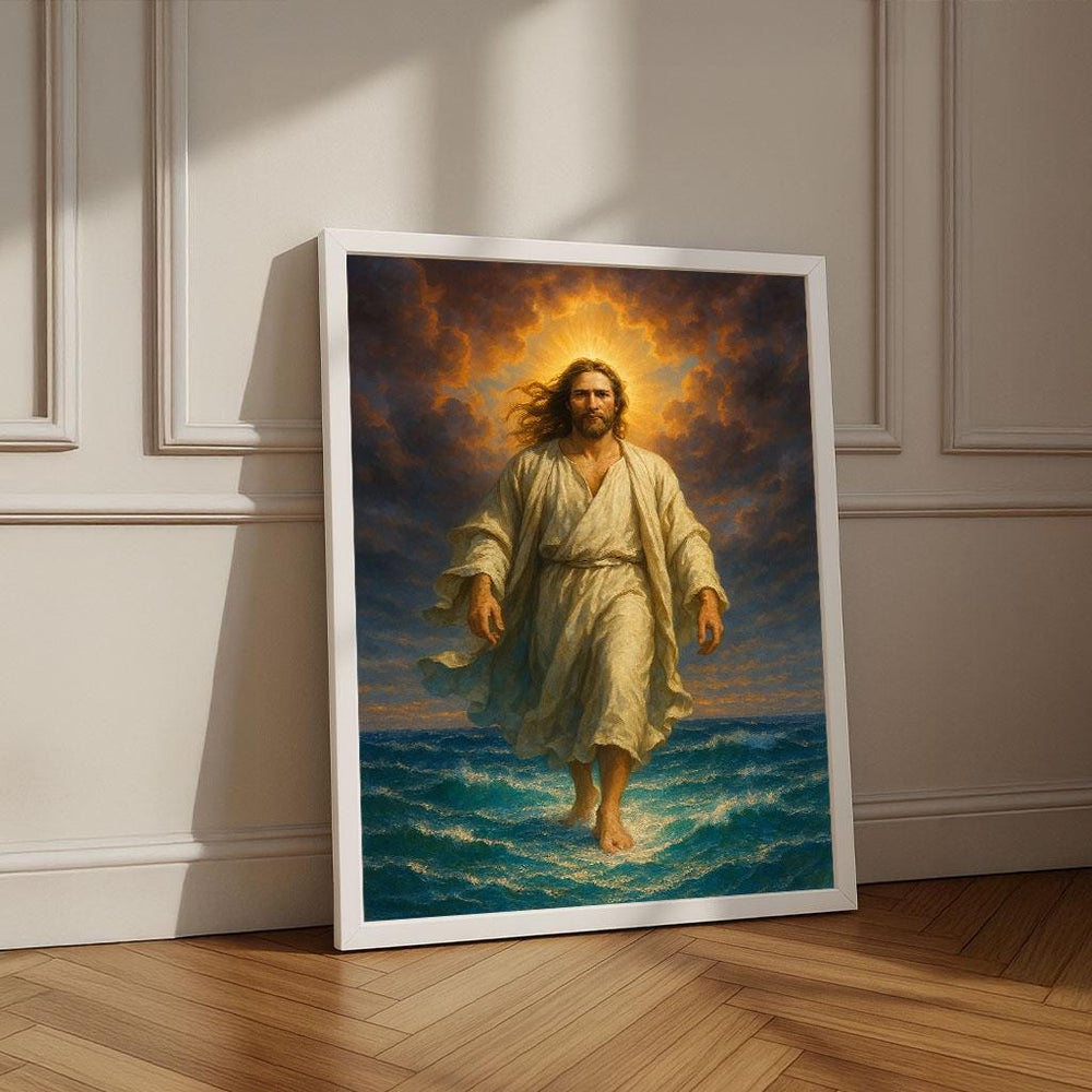 Jesus Walking on Water Canvas Print | Inspirational Wall Art