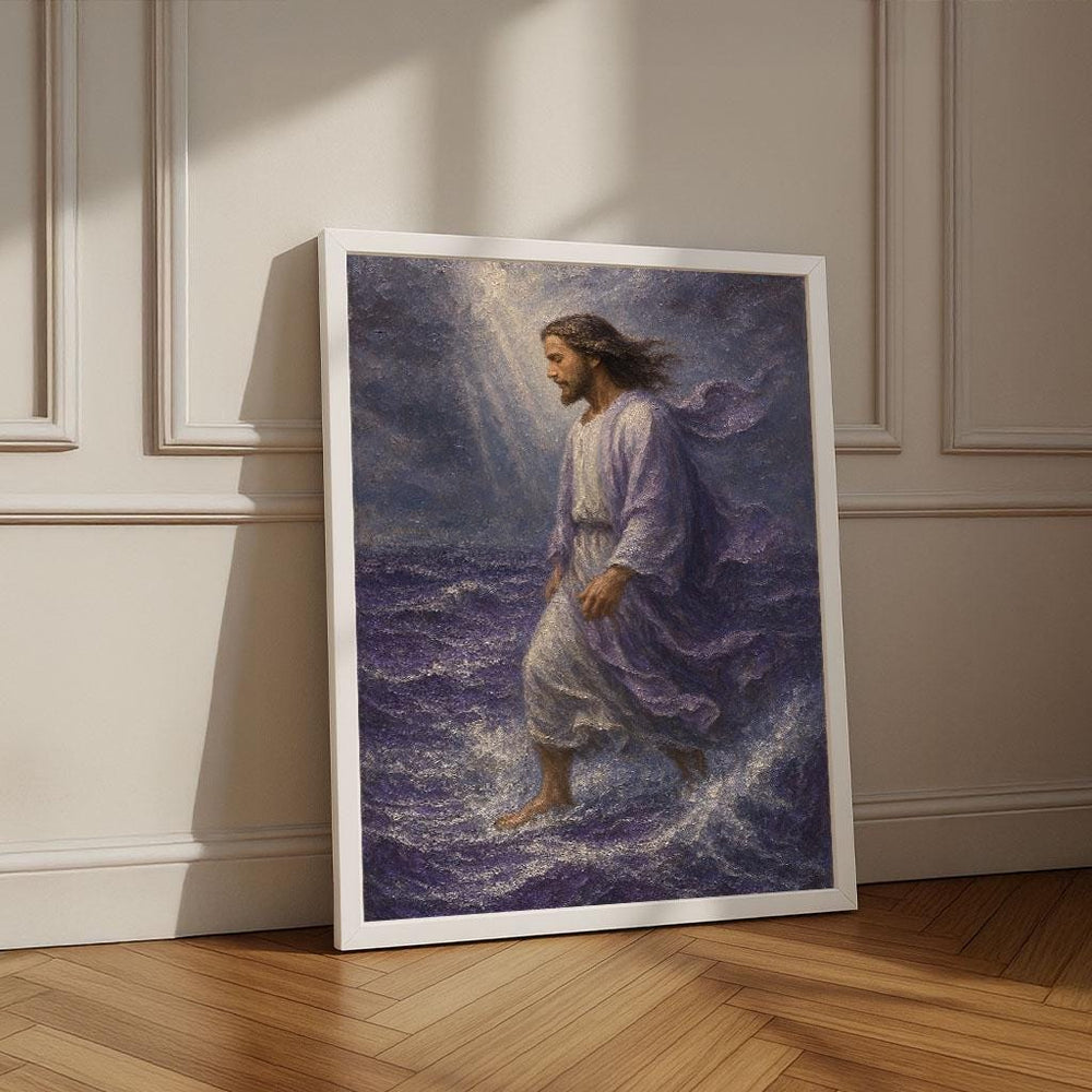 Jesus Walking on Water Canvas Print | Spiritual Wall Art