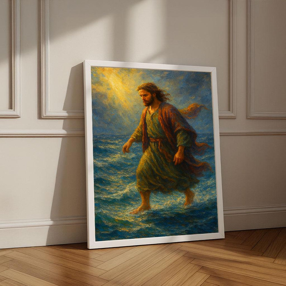 Jesus Walking on Water Canvas Print | Spiritual Wall Art