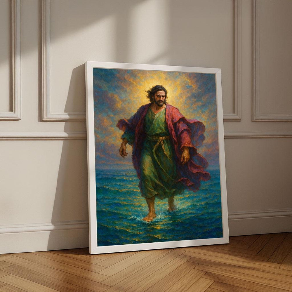 Jesus Walking on Water Canvas Print | Spiritual Wall Art