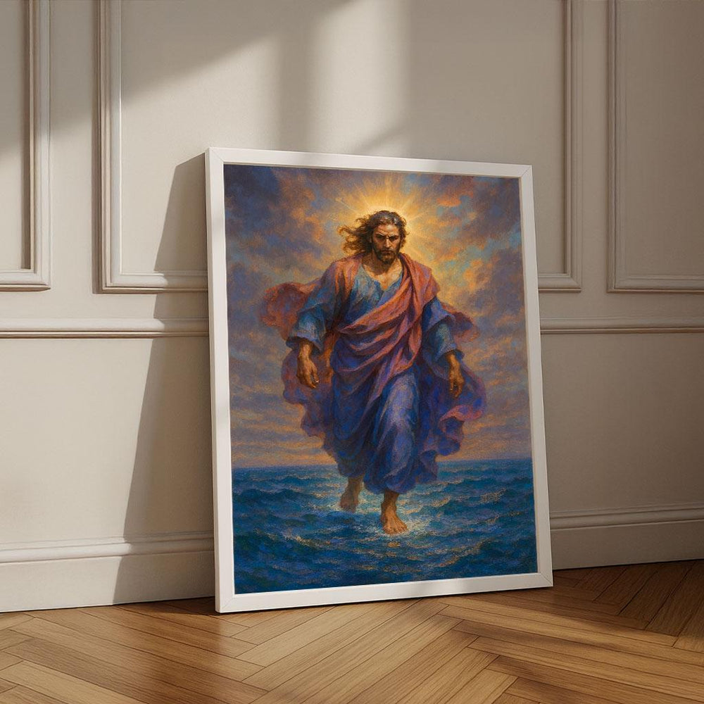 Jesus Walking on Water Canvas Print | Spiritual Home Decor