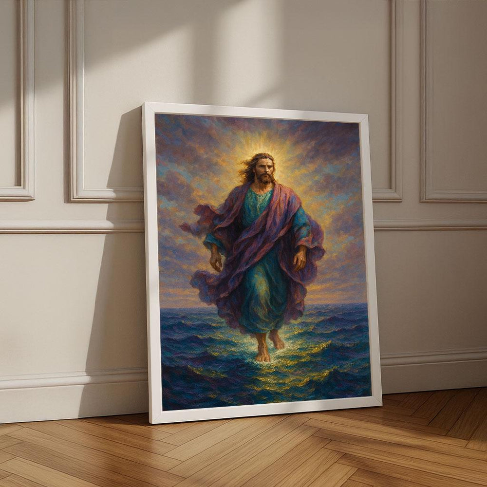 Jesus Walking on Water Canvas Print | Spiritual Wall Art