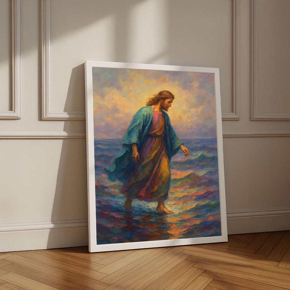 Jesus Walking on Water Canvas Print | Spiritual Wall Art