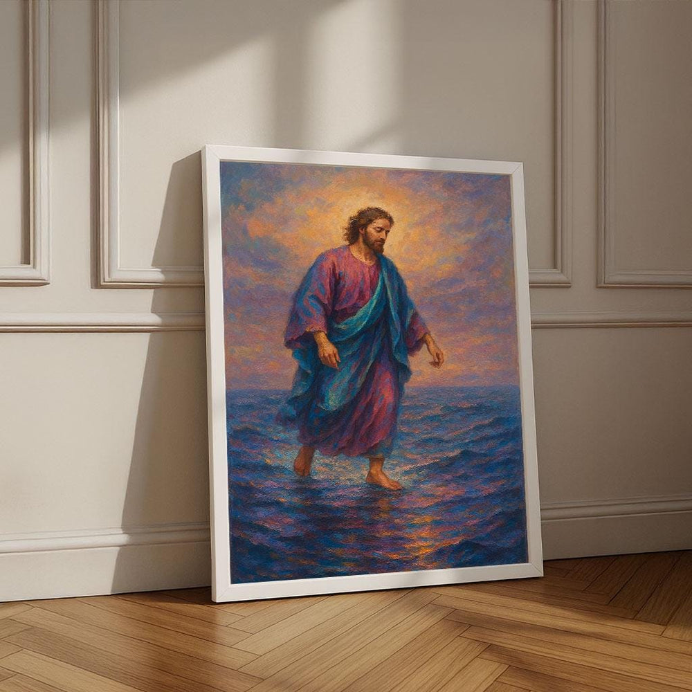 Jesus Walking on Water Canvas Print | Spiritual Wall Art