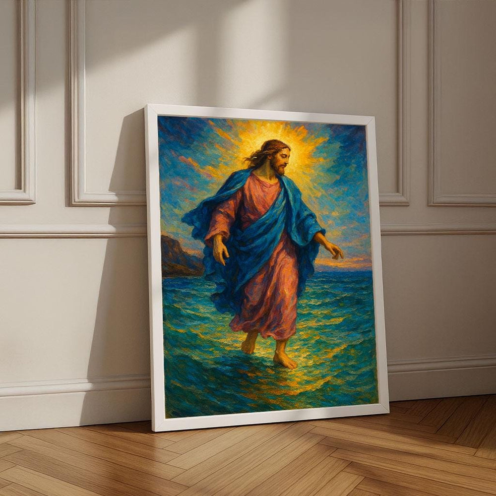Jesus Walking on Water Canvas Print | Spiritual Home Decor