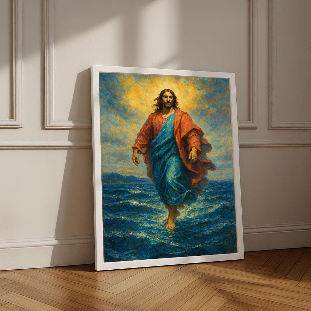 Jesus Walking on Water Canvas Print | Spiritual Wall Art