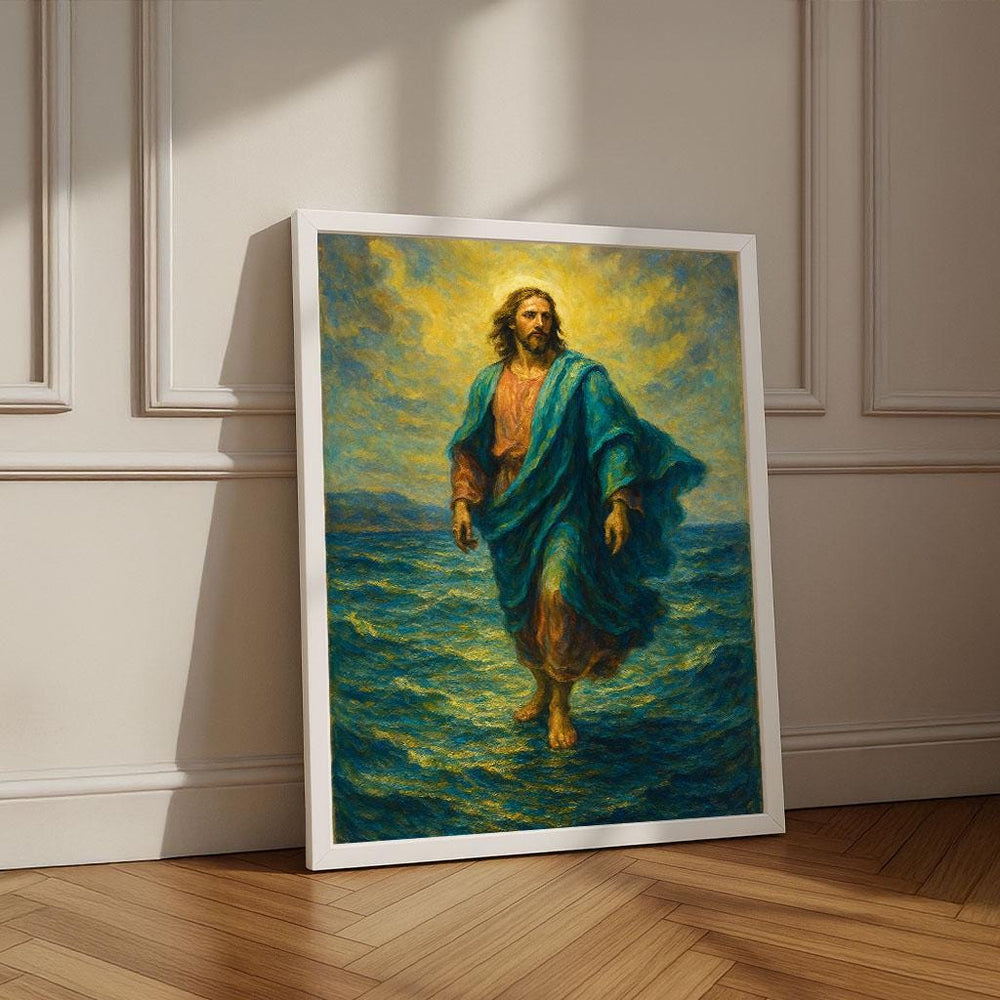 Jesus Walking on Water Canvas Print | Spiritual Home Decor