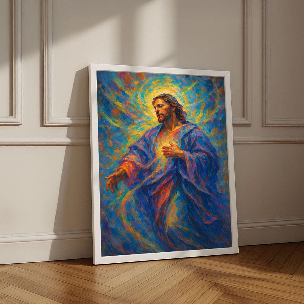 Radiant Jesus Canvas Print | Spiritual Art, Glowing Halo