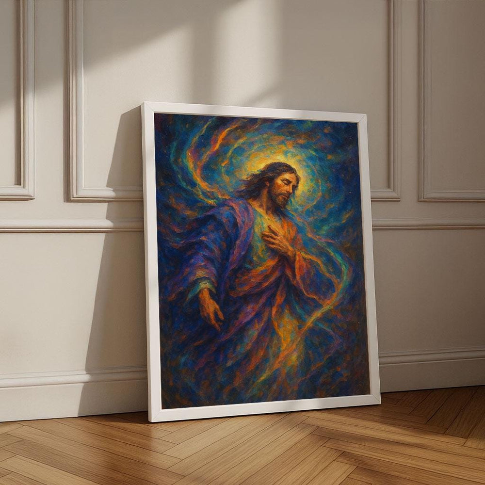 Radiant Jesus Canvas Wall Art Print | Spiritual Living Room Decor | Statement Piece