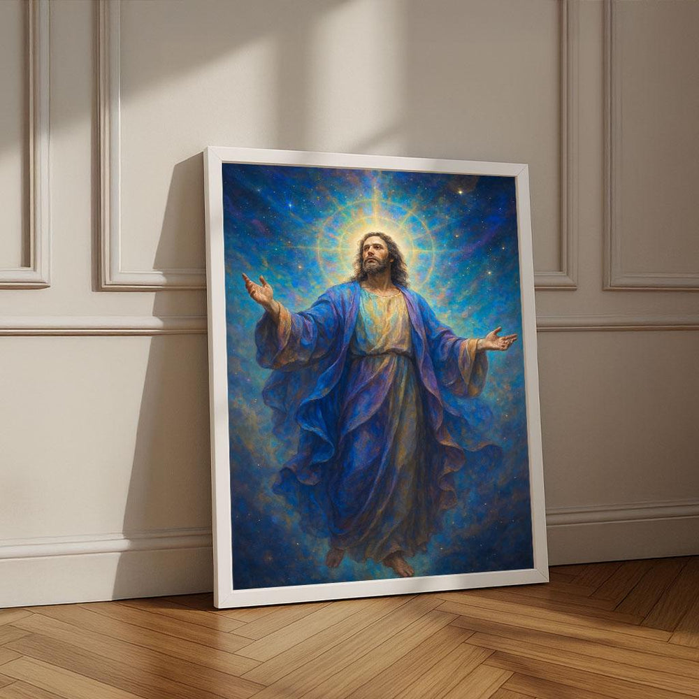 Radiant Jesus Open Arms Canvas Print | Spiritual Home Decor