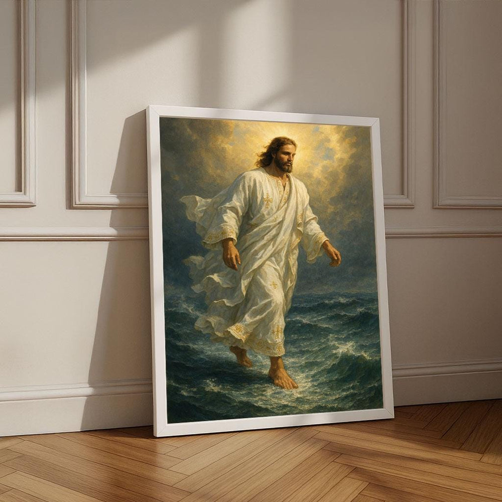 Jesus Walking on Water Canvas Print | Spiritual Art, Home Decor