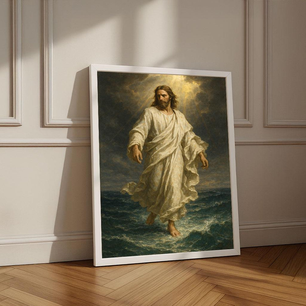Jesus Walking on Water Canvas Print | Spiritual Home Decor