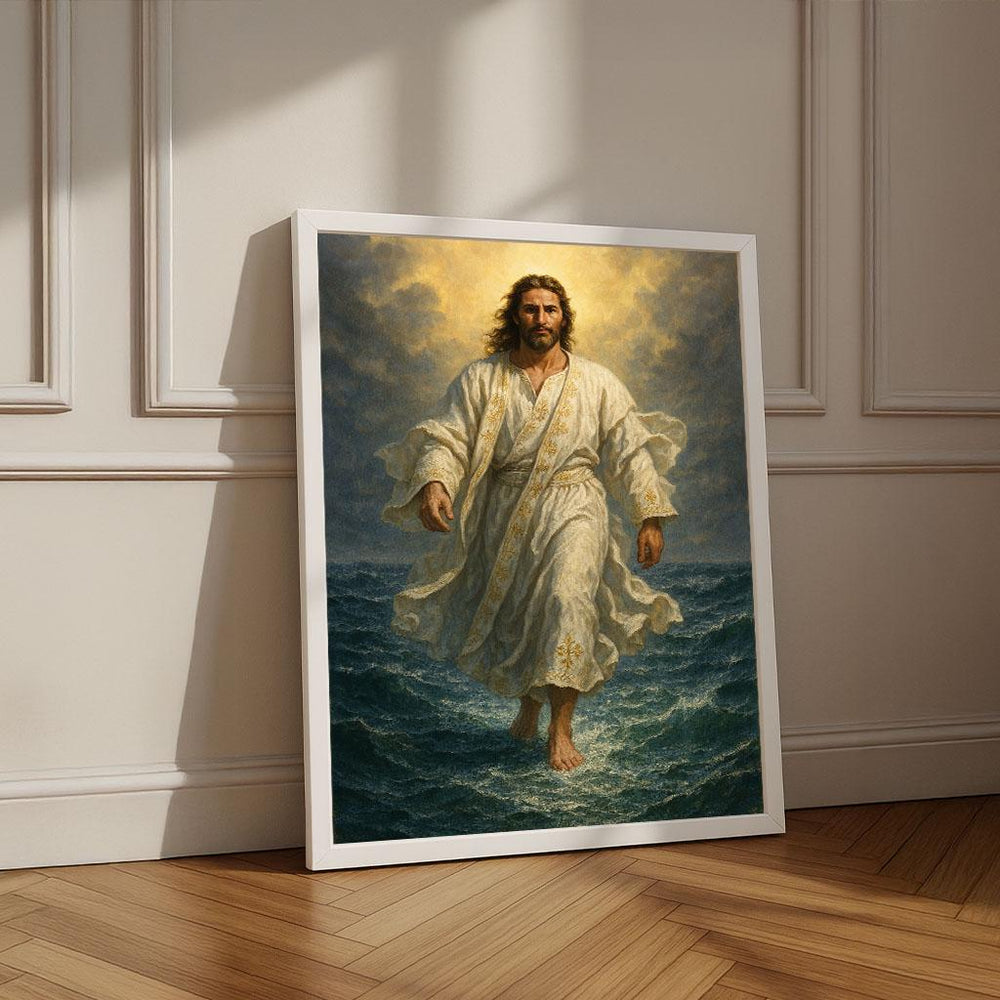 Jesus Walking on Water Canvas Print | Spiritual Wall Art