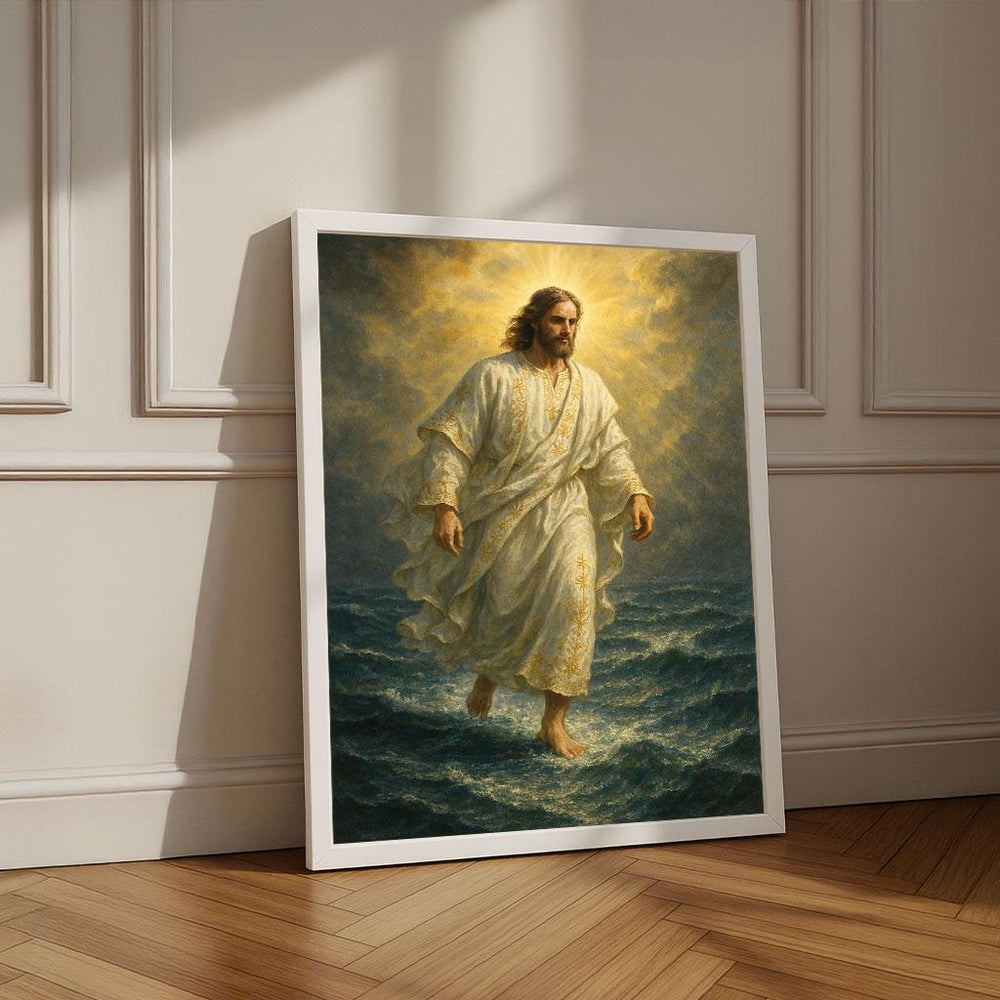 Jesus Walking on Water Canvas Print | Spiritual Wall Art