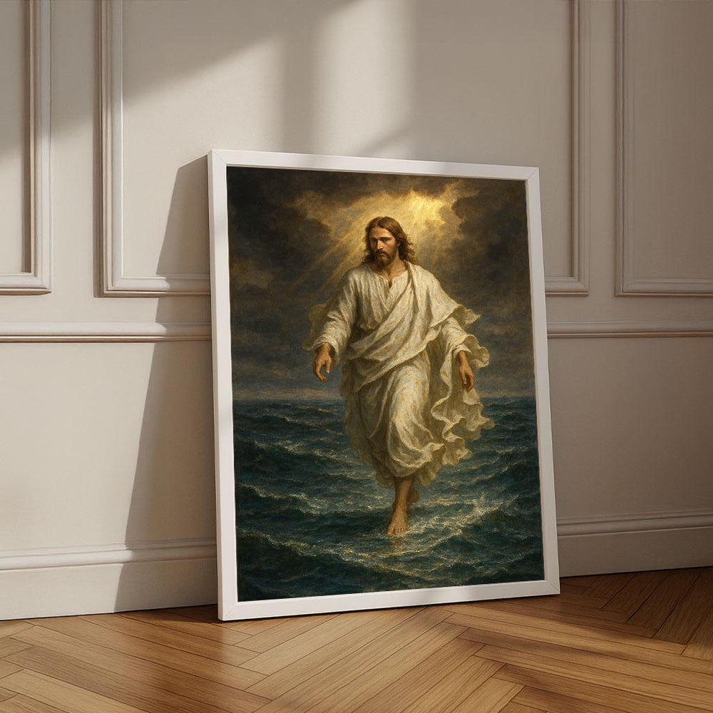 Jesus Walking on Water Canvas Art | Spiritual Decor
