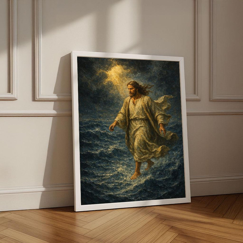 Jesus Walking on Water Canvas Print | Spiritual Wall Art