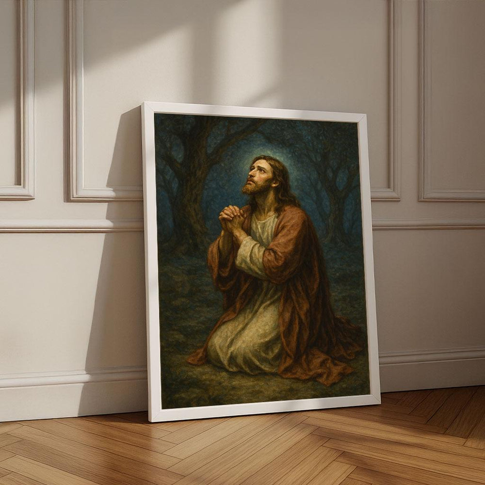 Jesus in Prayer Canvas Print | Spiritual Wall Art