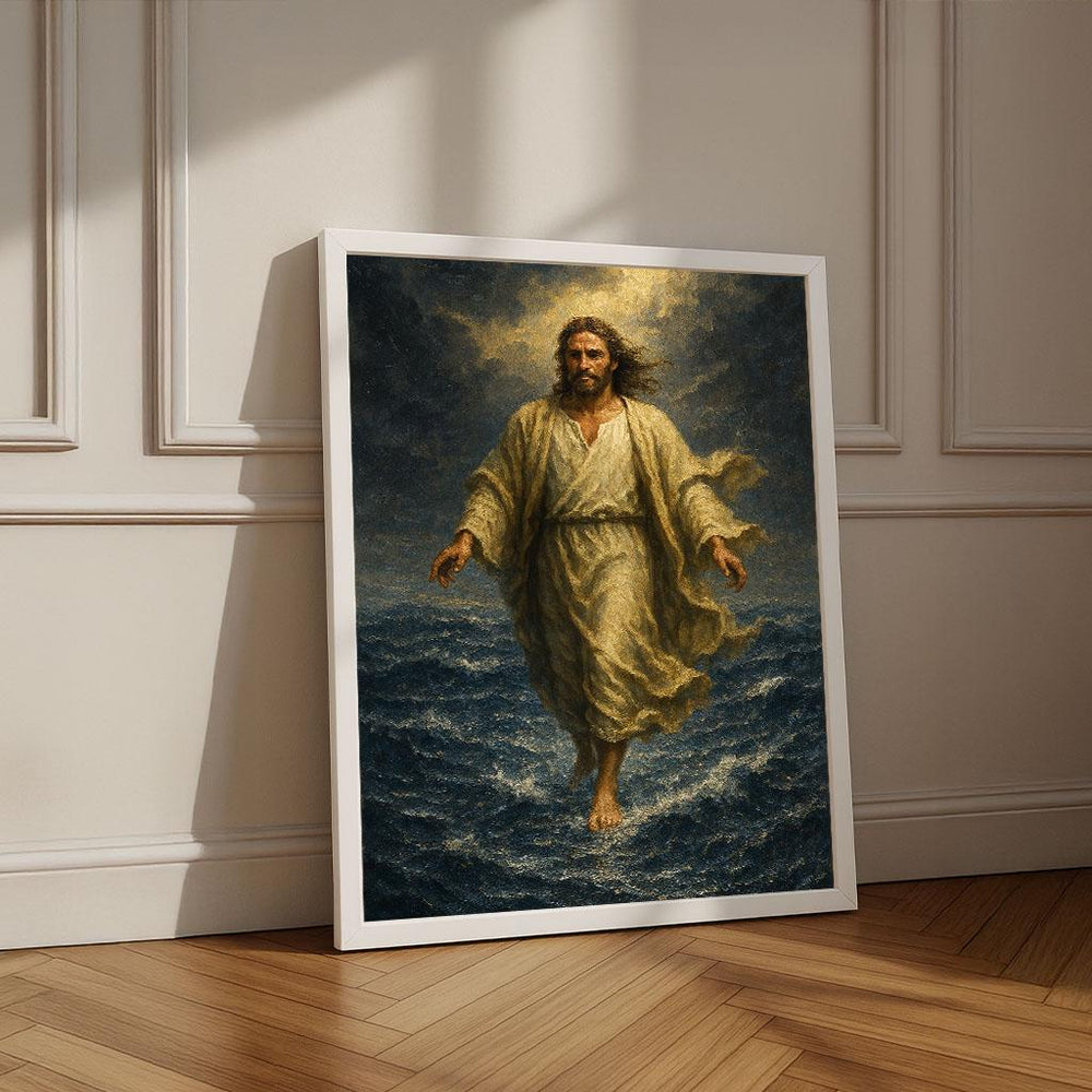 Jesus Walking on Water Canvas Art | Spiritual Decor