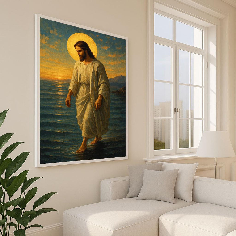 Jesus Walking on Water Canvas Print | Spiritual Wall Art
