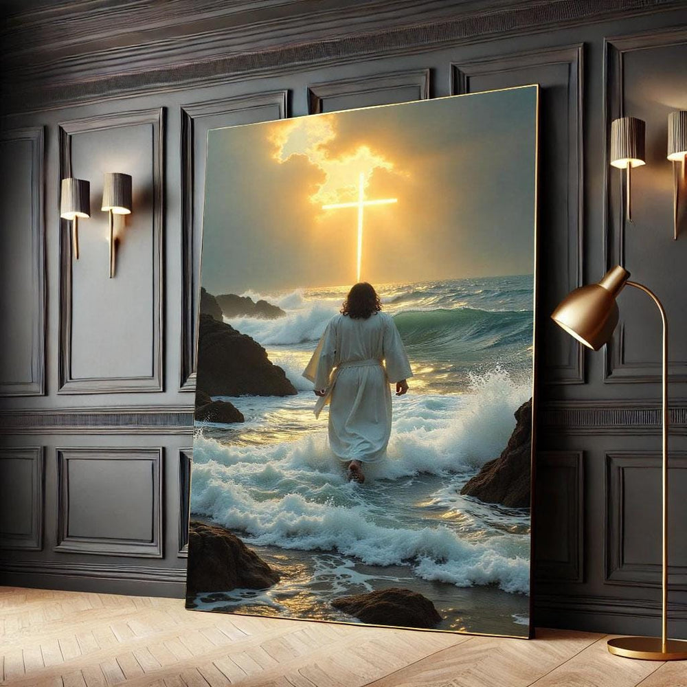 Jesus Walking on Water Canvas Print | Spiritual Wall Art