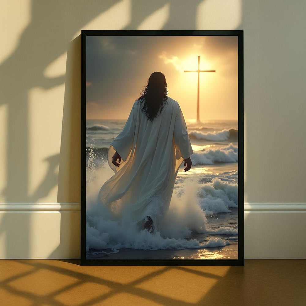 Radiant Jesus Walking on Water Canvas Print | Spiritual Decor