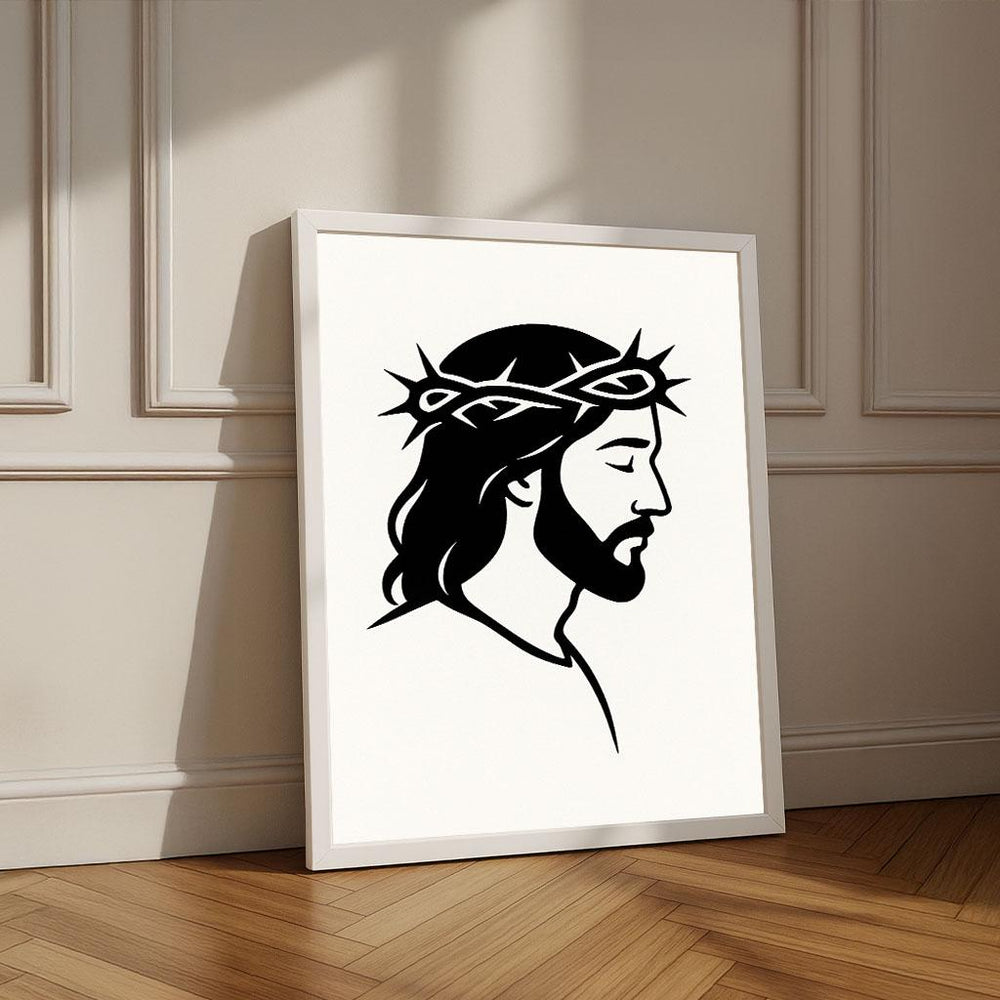 Radiant Jesus Silhouette Canvas Wall Art Print | Minimalist Living Room Decor | Statement Piece
