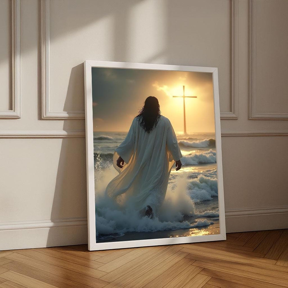 Jesus Walking on Water Canvas Print | Spiritual Wall Art