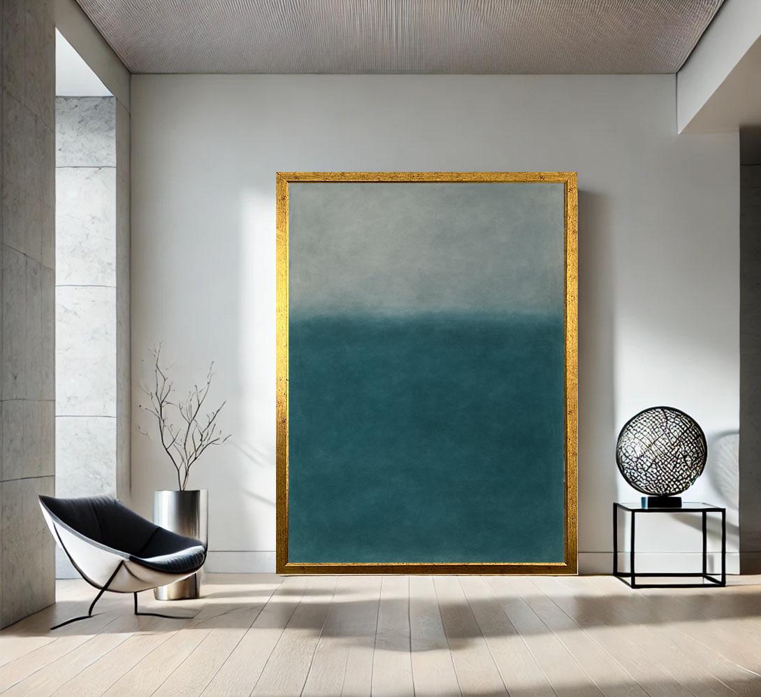 Image 2 of Mark Rothko Inspired Blue and Gray Canvas Modern Color Field Painting Reproduction | Living Room Decor | Art Collectors
