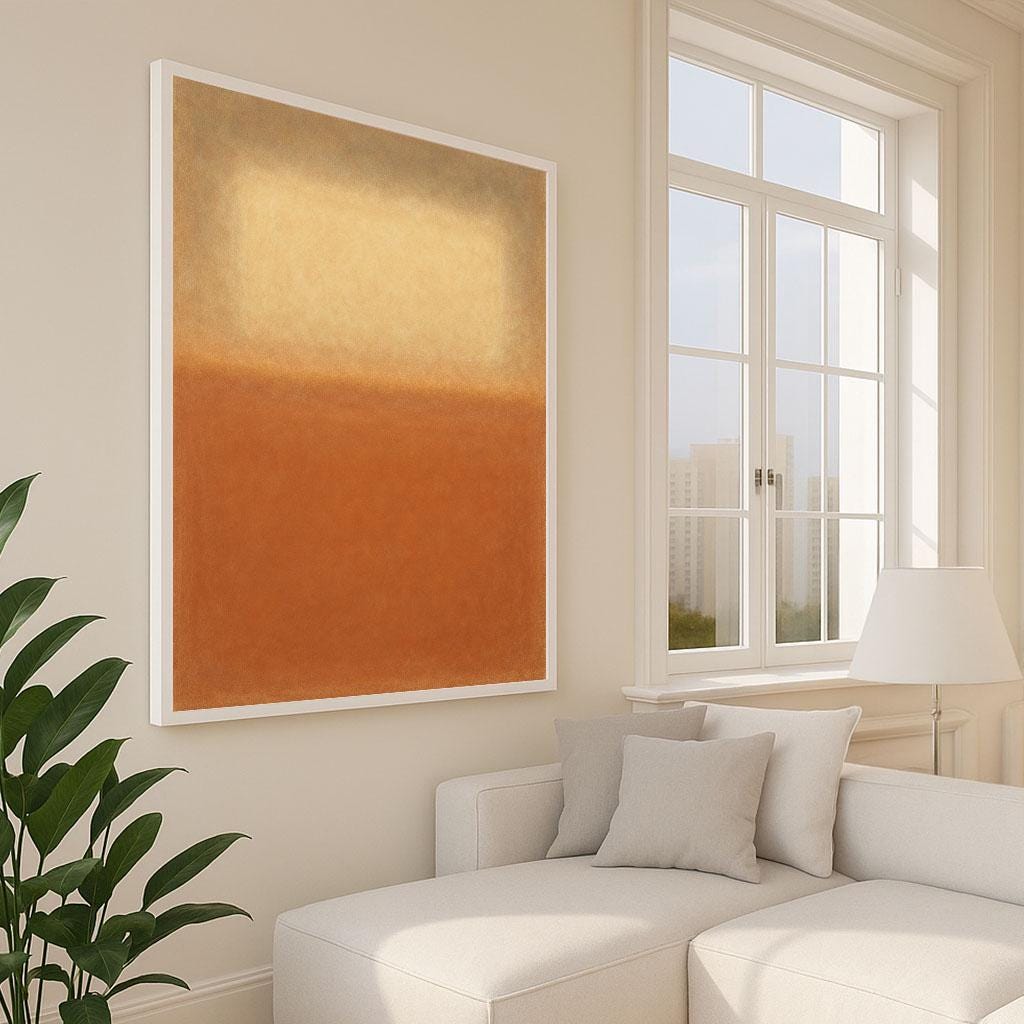 Image 5 of Mark Rothko Inspired Orange and Beige Canvas Color Field Painting Reproduction for Modern Living Room Decor