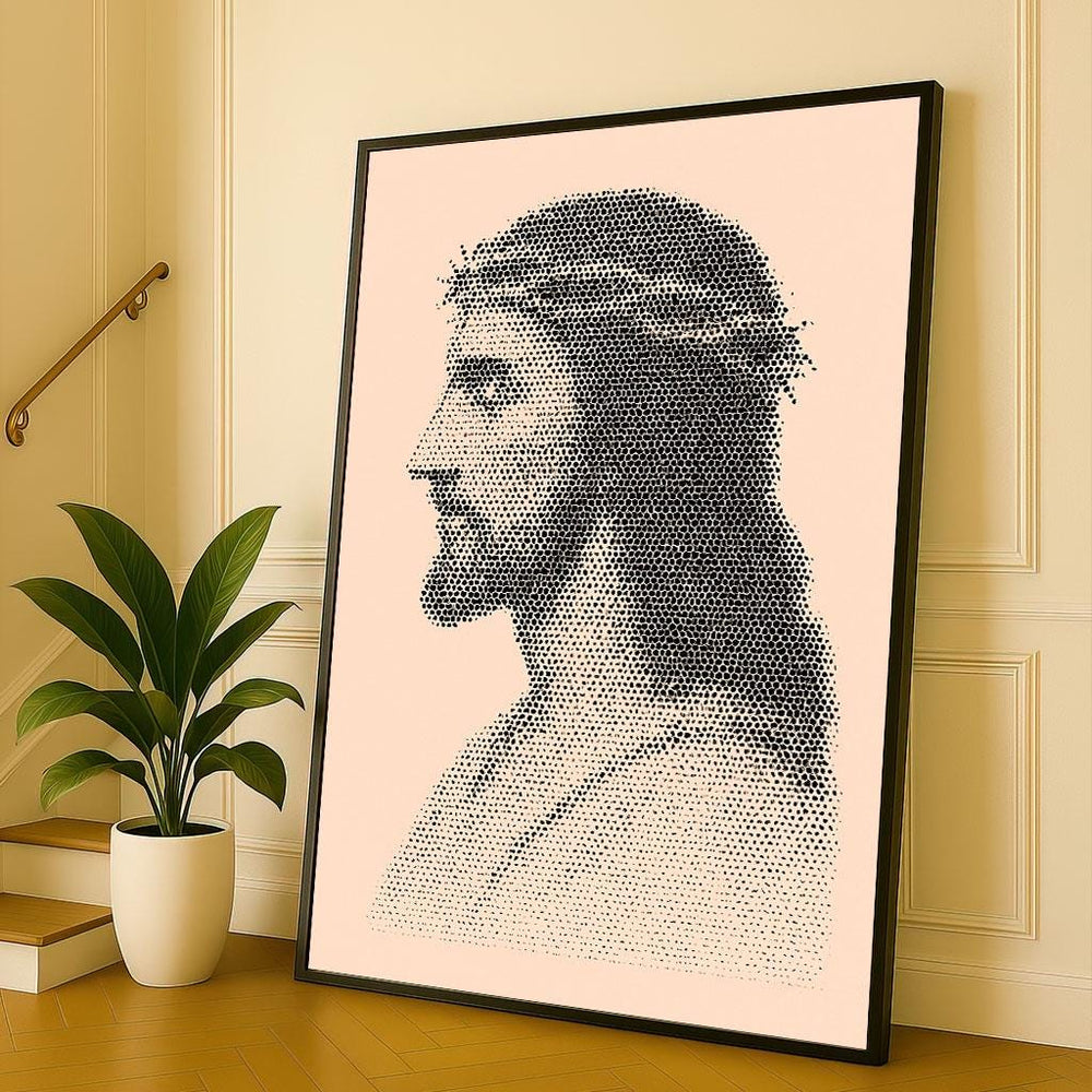 Radiant Jesus Profile Canvas Wall Art Print  Minimalist Living Room Decor  Statement Piece