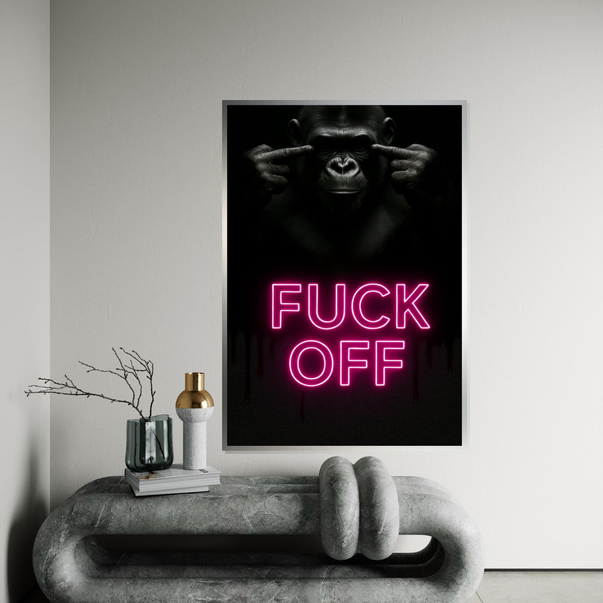 Print Canvas,Expressive Gorilla Neon Canvas,Bold Statement Art,Animal Poster,Wall Art Canvas Design,Ready to Hang Home Decor,Edgy Wall Print