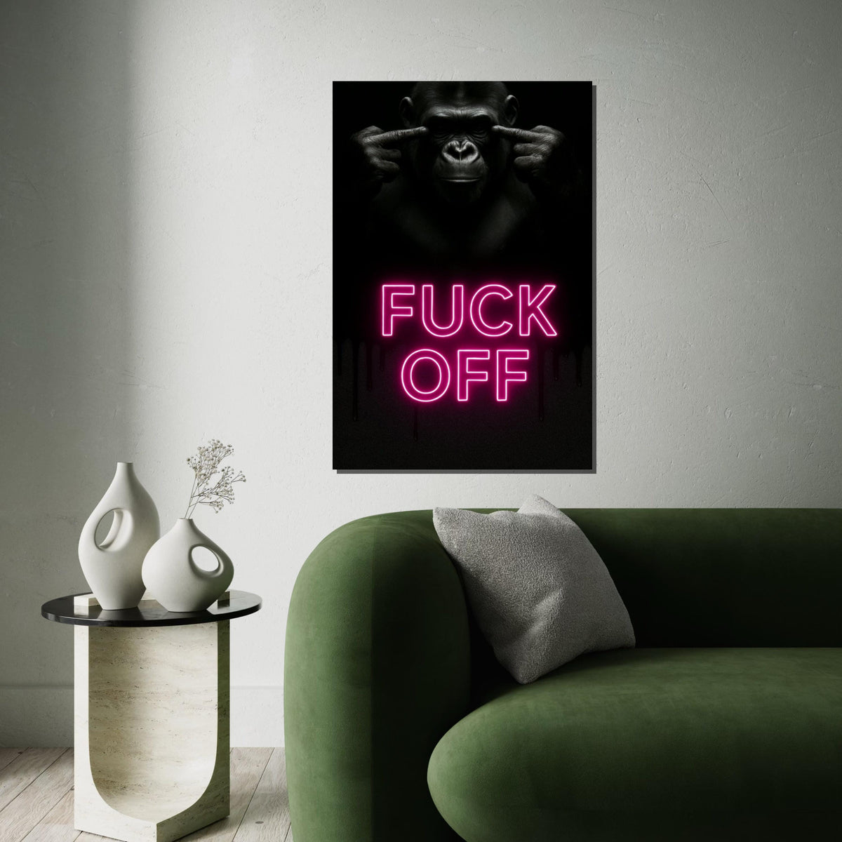 Print Canvas,Expressive Gorilla Neon Canvas,Bold Statement Art,Animal Poster,Wall Art Canvas Design,Ready to Hang Home Decor,Edgy Wall Print