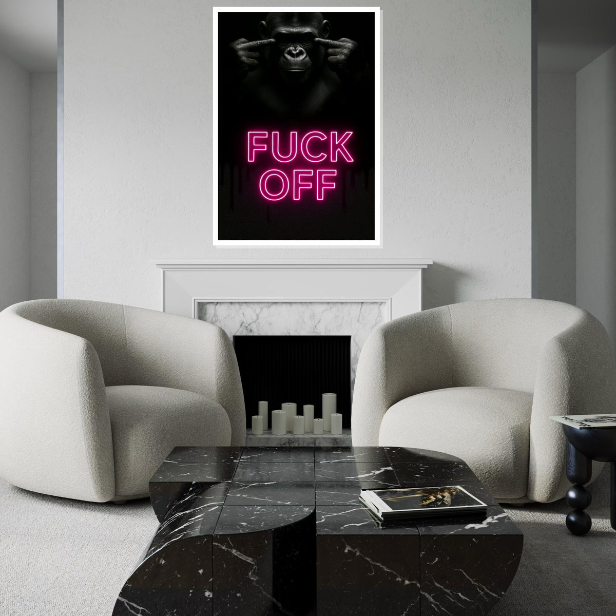 Print Canvas,Expressive Gorilla Neon Canvas,Bold Statement Art,Animal Poster,Wall Art Canvas Design,Ready to Hang Home Decor,Edgy Wall Print