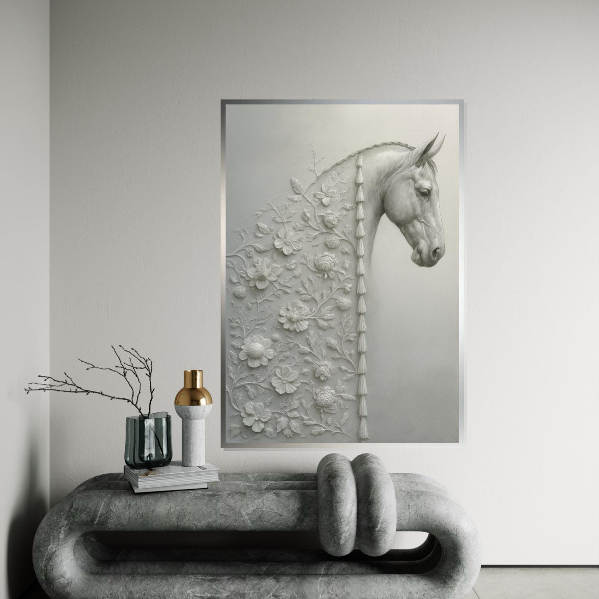 Print Canvas,Elegant Floral Horse Canvas,Floral Horse Art,Equine Wall Decor,Wall Art Canvas Design, Ready To Hang Decoration, Animal Art